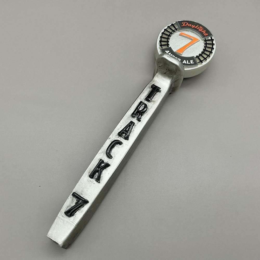 Track 7 Daylight Amber‎ Ale Beer Tap Handle Silver Metal Draft Bar Pub Railroad
